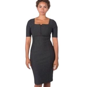 Betabrand Women's Executive Pencil Dress Size XL Gray Pinstripe Sheath